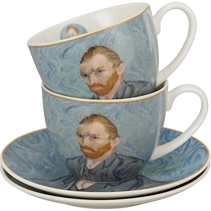 DUO ART GALLERY 2er-Set Tasse mit Untertasse PORTRAIT OF Van Gogh, New Bone China Porzellan – Bild 2
