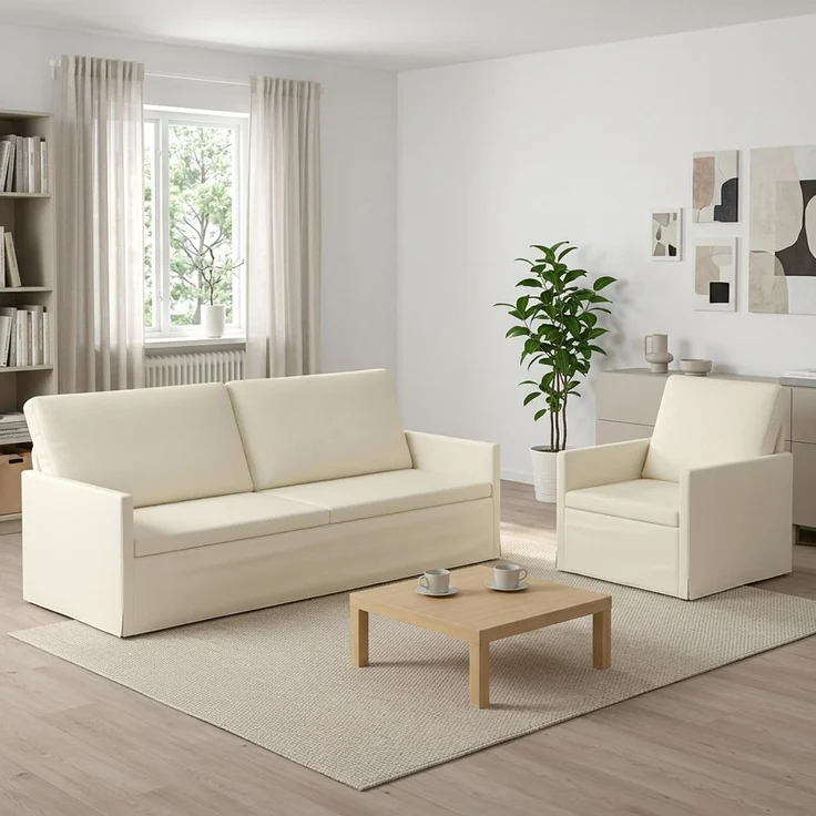 vidaXL Sofa-Set 2 pcs Creme Cordstoff 3433256 – Bild 1