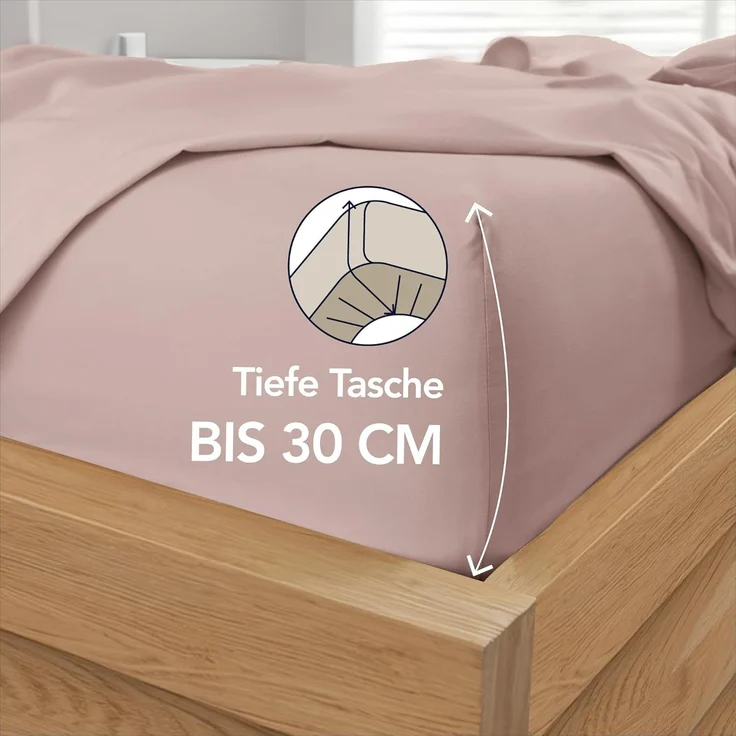 Dreamzie - Spannbettlaken 180x200 | Mikrofaser Weich - Für Dicke Matratzen - Oeko-Tex | Komfort, Atmungsaktivität, Pflegeleicht - Puderrosa – Bild 2
