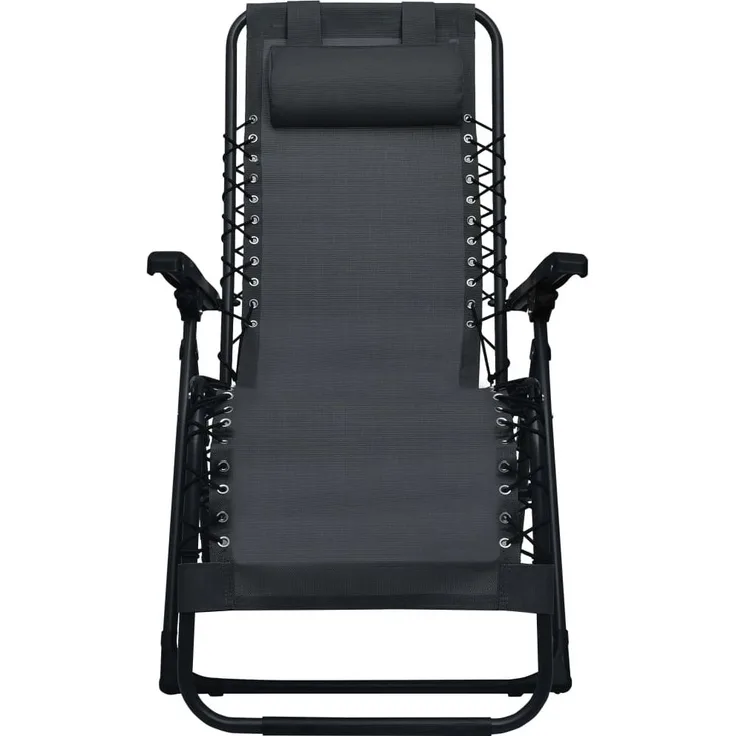 vidaXL Liegestuhl Klappbar Schwarz Textilene 47899