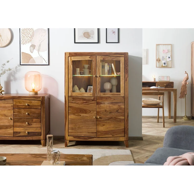 Highboard Sheesham 100x45x150 braun lackiert ANCONA #130 – Bild 9