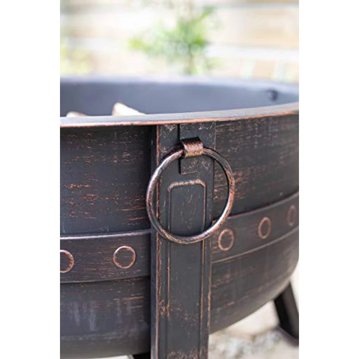 La Hacienda Brava Ø 80 cm Feuerkorb - Feuerkorb für den Garten - Feuertonne & Feuerstelle - Feuerschale Feuerkorb aus stabilem Stahl - Mit Grillrost & Schürhaken zum Kochen - 80x80x72 cm – Bild 5