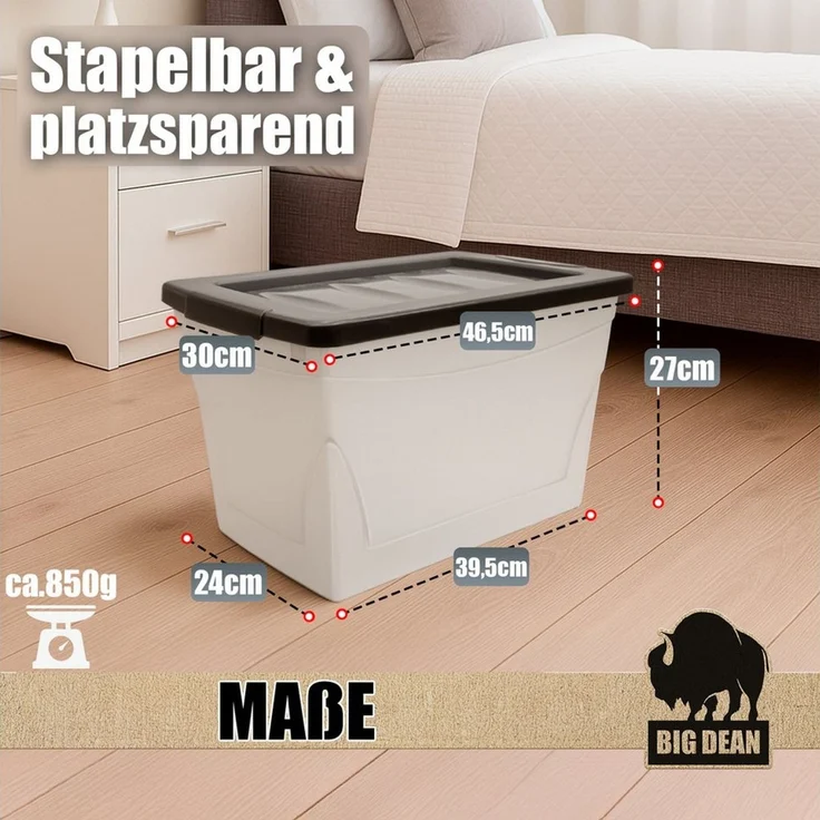 BigDean 3x30 L Aufbewahrungsbox mit Deckel Budget Line Plastikbox mit Deckel Aufbewahrungsboxen – Bild 3