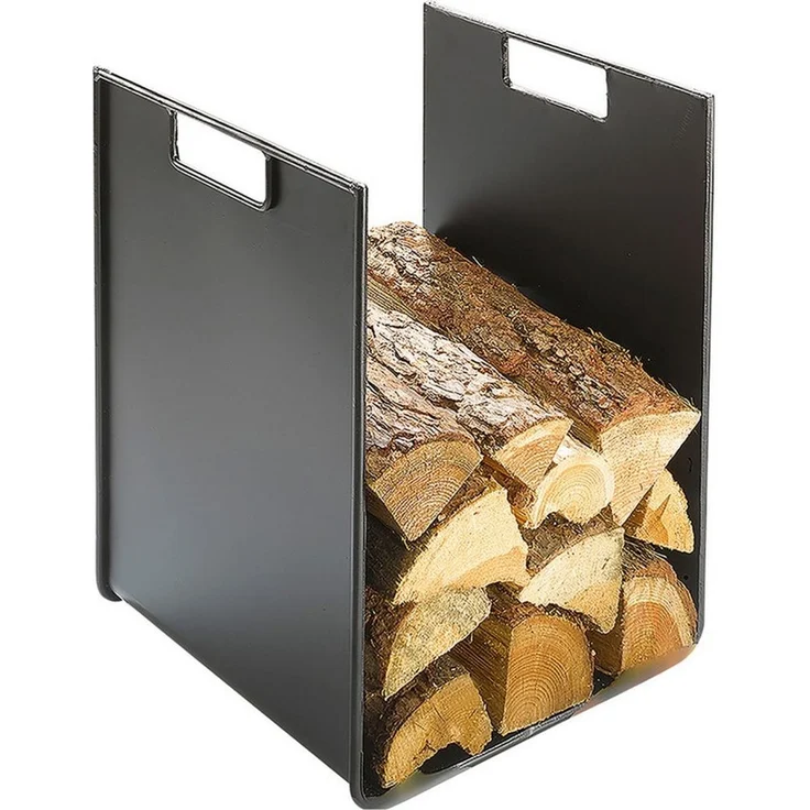 Kobolo Kaminholzregal Kaminholzständer aus schwarz lackiertem Metall 44cm hoch, BxTxH:33x34x44 cm – Bild 1