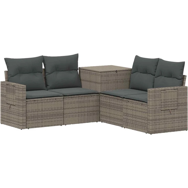 vidaXL Sofa Set 5 stk. Grau und Dunkelgrau Polyrattan und Stahl 3447878 – Bild 2
