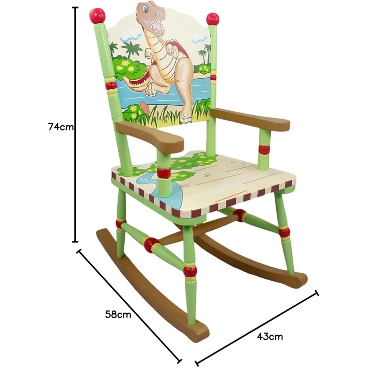 Fantasie-Felder - Dinosaurier Kingdom Hand Crafted Kinder Holz Schaukelstuhl TD-0076A – Bild 3