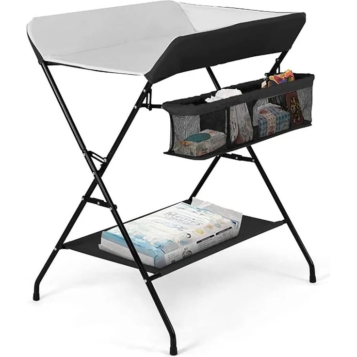 Wickeltisch, Wickeltisch und Badewanne, 2-in-1, für Babys ab der Geburt bis 12 Monate (bis zu 25 kg), faltbar und tragbar, Wickeltisch für Babys (grau) – Bild 1