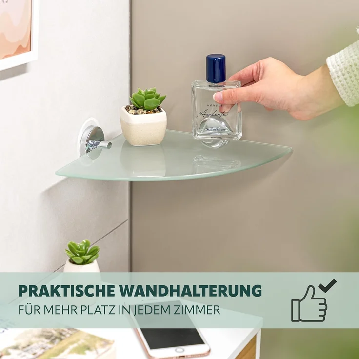 bremermann 'LUCENTE' Eckregal, Glas / Edelstahl, 35 x 25 x 6 cm – Bild 5