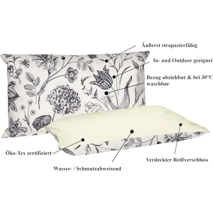 JACK Dekokissen Outdoor Lounge Kissen 30x50cm Motiv inkl. Füllung, mit Lotus-Effekt, Robust, Strapazierfähig, für Innen & Außen geeignet – Bild 6