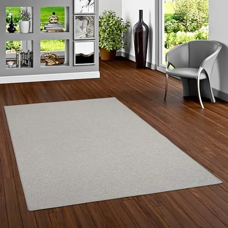 Snapstyle Flachgewebe-Teppich, Silber, 160x160 cm, strapazierfähig und pflegeleicht, geeignet für Fußbodenheizung