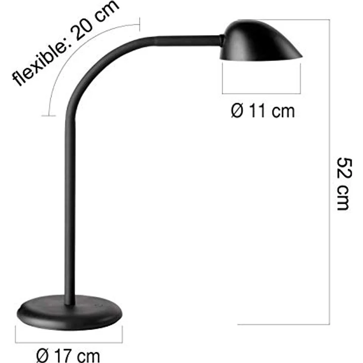 Unilux Easy LED Schreibtischleuchte, mit USB Ladefunktion und 3-stufiger Lichtstärkeanpassung, schwarz – Bild 2