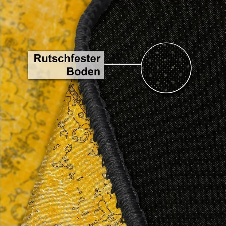 Bamyum Teppich Giallo Teppich mit Chenille-Druck, Waschbarer, Antibakteriell Teppich – Bild 3