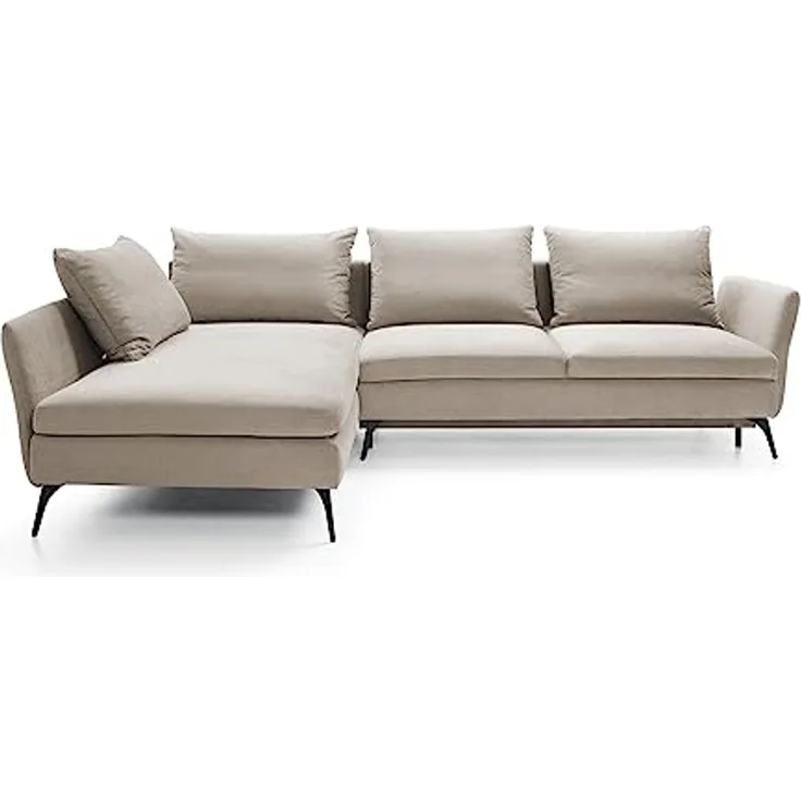 Ecksofa DEMISBAL mit Schlaffunktion, Bettkasten, Beige, rechtsseitig