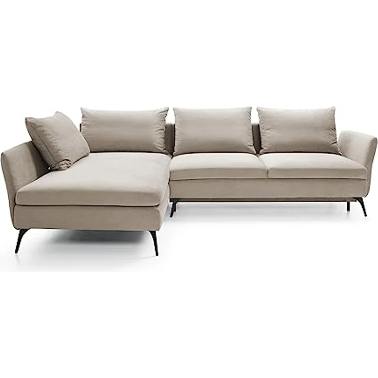 Ecksofa DEMISBAL mit Schlaffunktion, Bettkasten, Beige, rechtsseitig – Bild 1