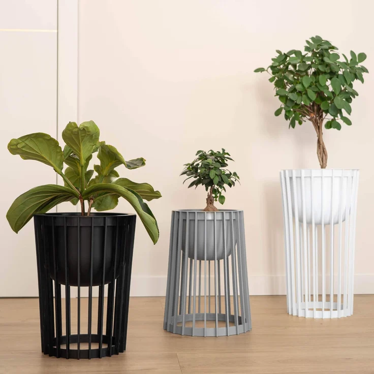 KADAX Doppelseitiger Blumenständer 40 cm Weiß + Schwarze Oberseite – Bild 3