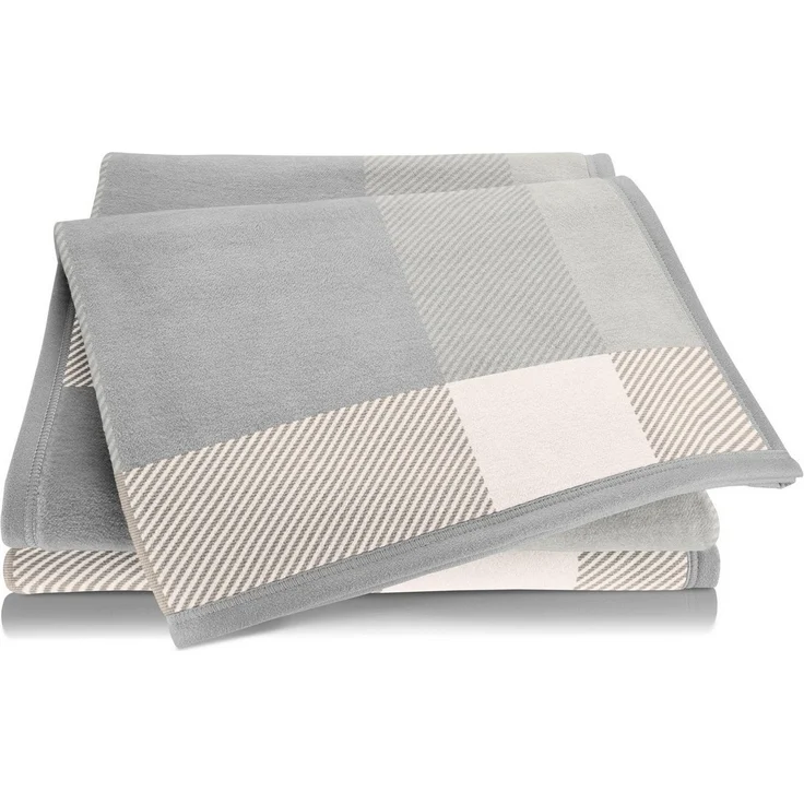 Wohndecke Check cream, karierte Kuscheldecke in 150x200, Decke aus Baumwoll-Mix, Biederlack, Made in Germany