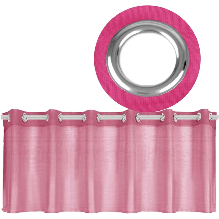 Ösen-Bistrogardine in B160cm x L60cm, transparente uni Scheibengardine Voile in vielen verschiedenen Farben erhältlich (pink-fuchsia) – Bild 1