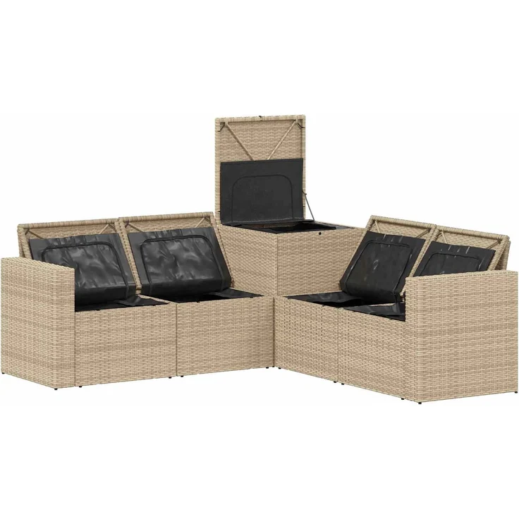 vidaXL Sofa Set 5 stk. Beige und Hellgrau Polyrattan und Stahl 3447865 – Bild 6