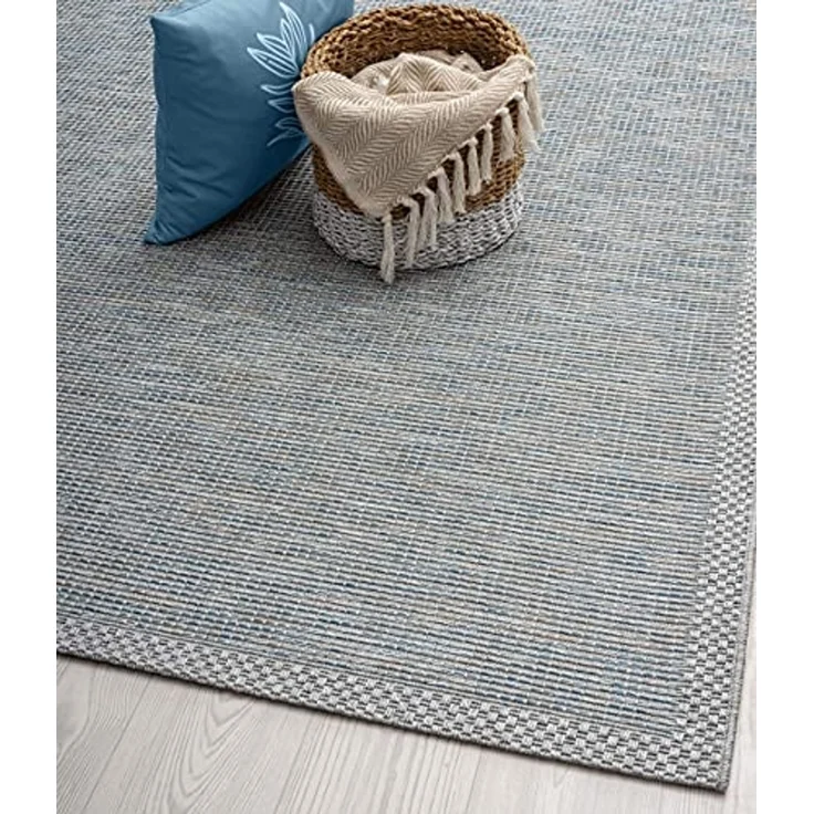 the carpet Calgary - robuster Teppich, Flachgewebe, modernes Design, ideal für Wohnzimmer, Esszimmer und Außenbereich, In- und Outdoor, Vintage-Optik, Boho-Style, Türkis, 160x220 cm – Bild 3