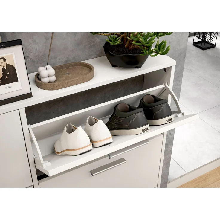 Carryhome 'SAM' Schuhkipper mit 3 Klappen, Holznachbildung weiß, 59 x 103 x 17 cm, Platz für 9 Paar Schuhe – Bild 2