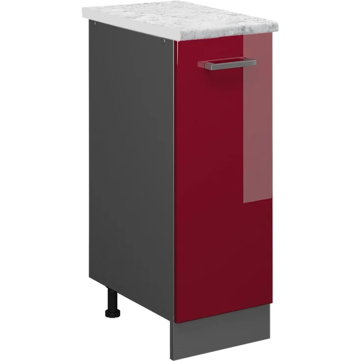 Apothekerschrank R-Line Rot Hochglanz 30 cm AP Marmor Vicco – Bild 1