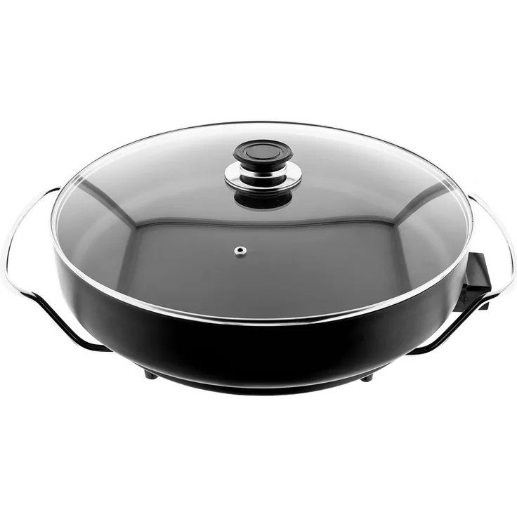 Elektrische Multifunktionspfanne Pizzapfanne Grillpfanne Bratpfanne 40 x 7 cm Schwarz