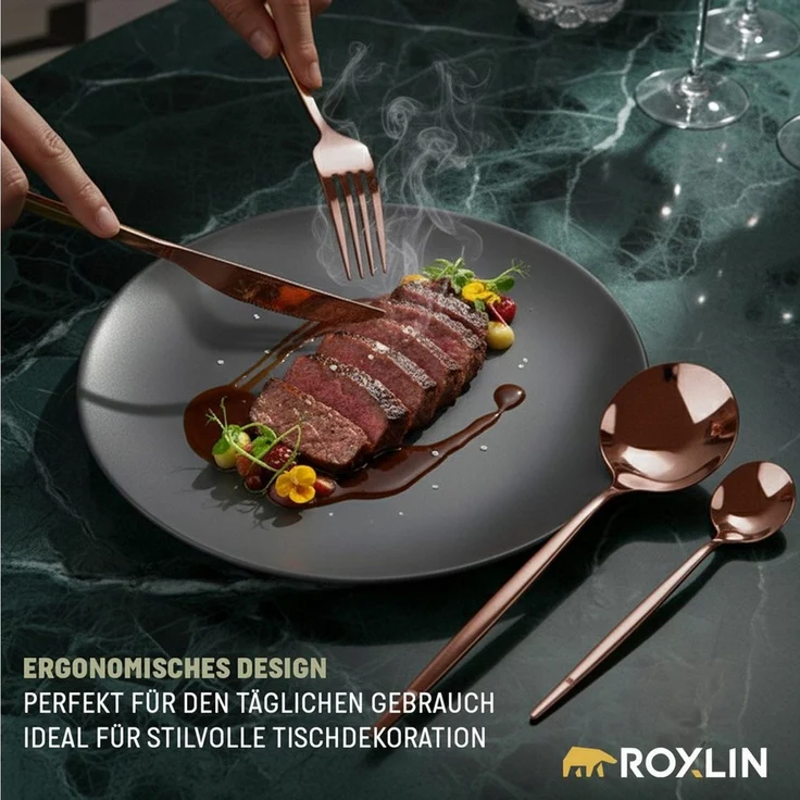 Roxlin Besteck-Set 30-teiliges Edelstahl-Besteckset modern & elegant 4 Farbe – Bild 3