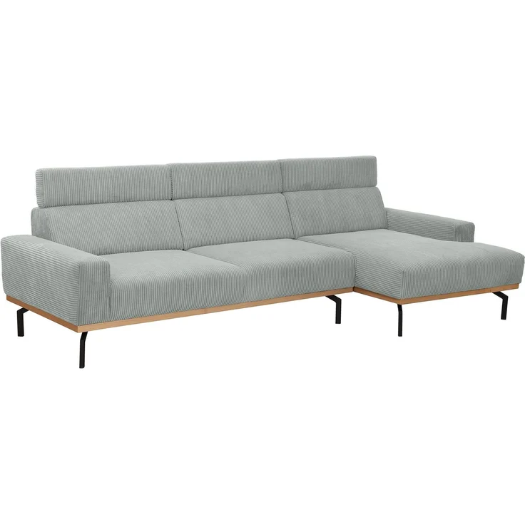 Sofa mit Longchair rechts Katrien Cordstoff silber – Bild 2