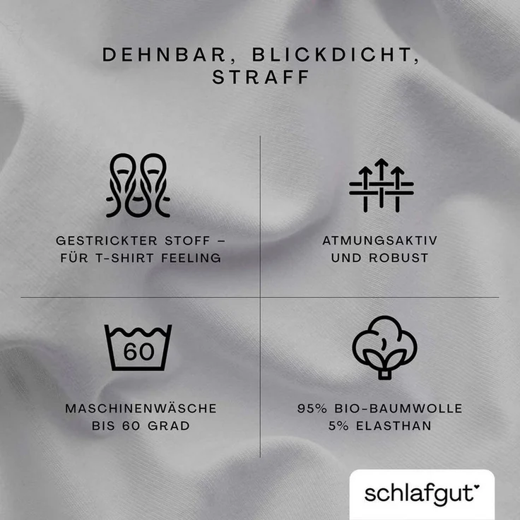 Schlafgut 'PURE TOPPER' Spannbettlaken, für Topper bis 10 cm Höhe, Gray Light, XL 180x200 cm - 200x220 cm, 100% Bio-Baumwolle – Bild 3