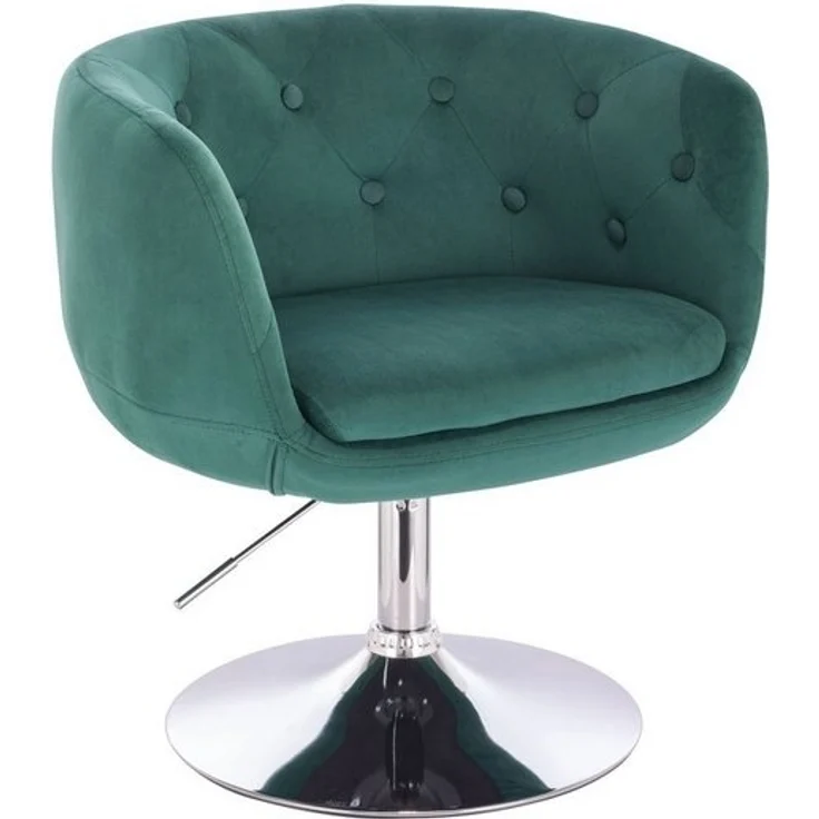 SVITA Panama Retro Loungestuhl Cocktailsessel Dunkelgrün Samt-Optik Tellerfuß – Bild 4
