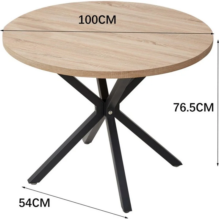 GrandCA HOME Esstisch Runder Esstisch, Küchentisch im Skandinavischen Stil (1-St), aus MDF, mit Metallbeine, 100x76.5 cm – Bild 3