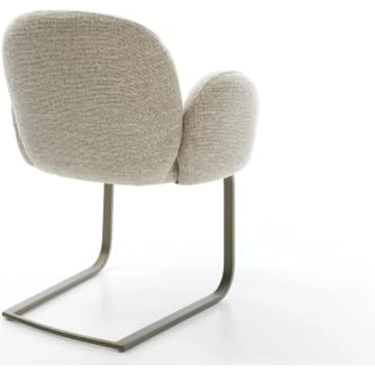 Freischwinger Nube-Flex mit Armlehnen Webstoff Soft Beige Freischwinger flach Effektfinish Titan Taschenfederkern – Bild 7
