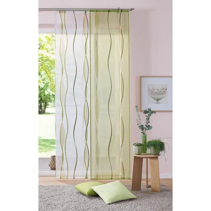 OTTO home Schiebegardine Dimona (2 St), Klettschiene, transparent, Polyester, 2-er Set, Fertiggardine, mit Befestigungszubehör, Wellen – Bild 3