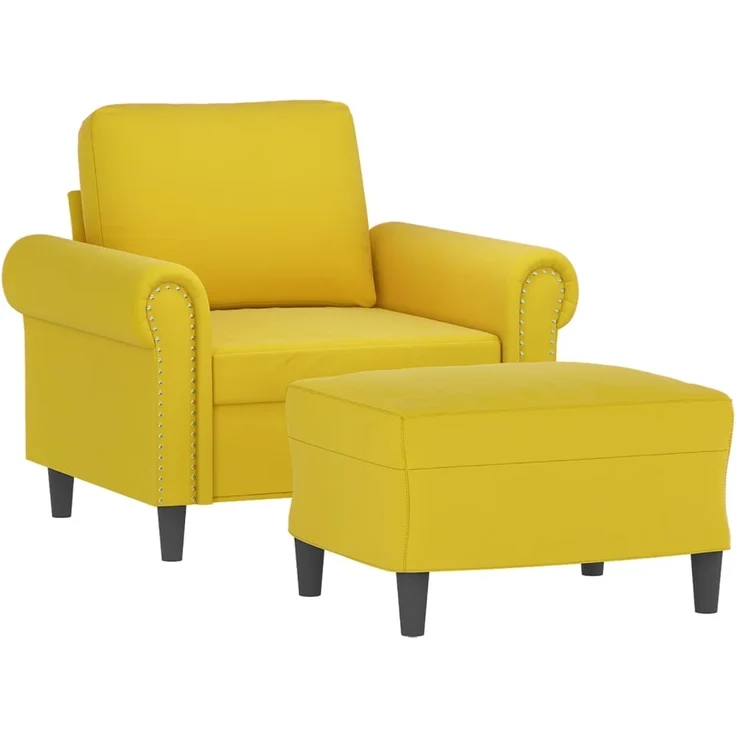 vidaXL Sessel mit Hocker Gelb 60 cm Samt 3201211 – Bild 2