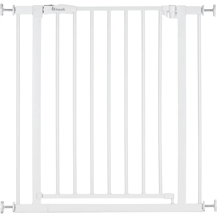Hauck Treppenschutzgitter Türschutzgitter Open N Stop 2, für Breiten 75-80 cm, ohne Bohren, Einhändiges Beidseitiges Öffnen, Manueller Schließmechanismus, Metall (White) – Bild 2