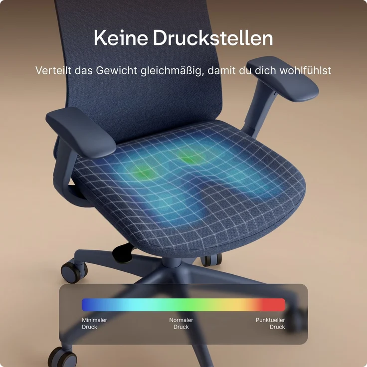 Desktronic Bürostuhl Verstellbarer Ergonomischer SitOne, Blau 4-Dimensional Armlehne, Integrierte 4-Wege-Lendenwirbelstütze – Bild 8
