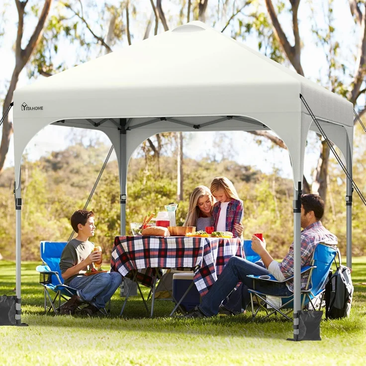 YITAHOME 2,5x2,5 m wasserdichte Pavillon Faltpavillon, Faltbarer Pop up Pavillon Outdoor Anti-UV Gartenpavillon Höhenverstellbarfür Alle Jahreszeiten Für Party Camping Märkte Pool Festival, Weiß – Bild 6