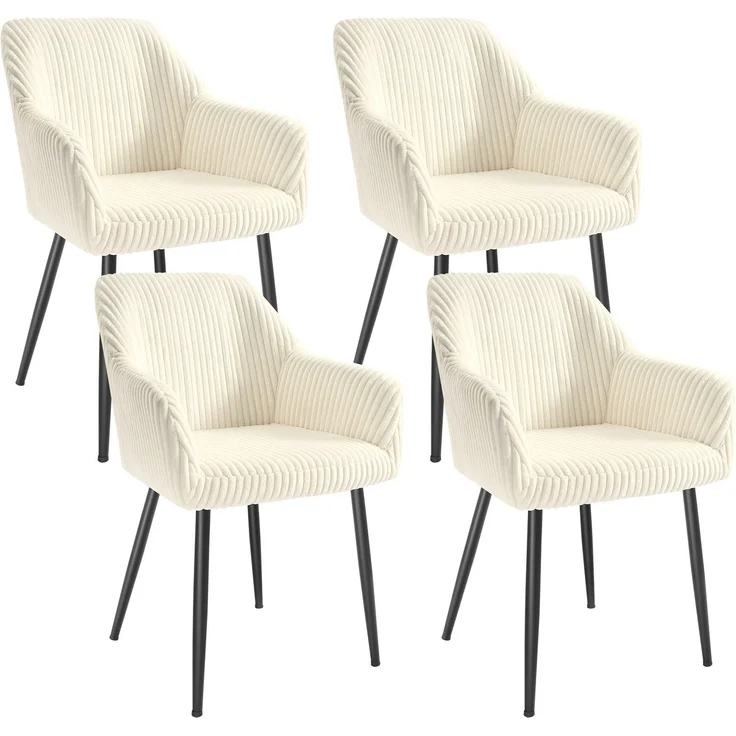 Esszimmerstuhl 4er Set, Sessel, Polsterstuhl mit Armlehnen, Metallbeine, Samtbezug, Sitzbreite 49 cm, max. 120 kg, für Arbeitszimmer, Wohnzimmer, Schlafzimmer – Bild 1