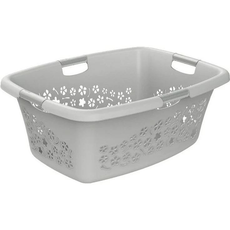 Rotho Wäschekorb Flowers 50 l kühles grau – Bild 3