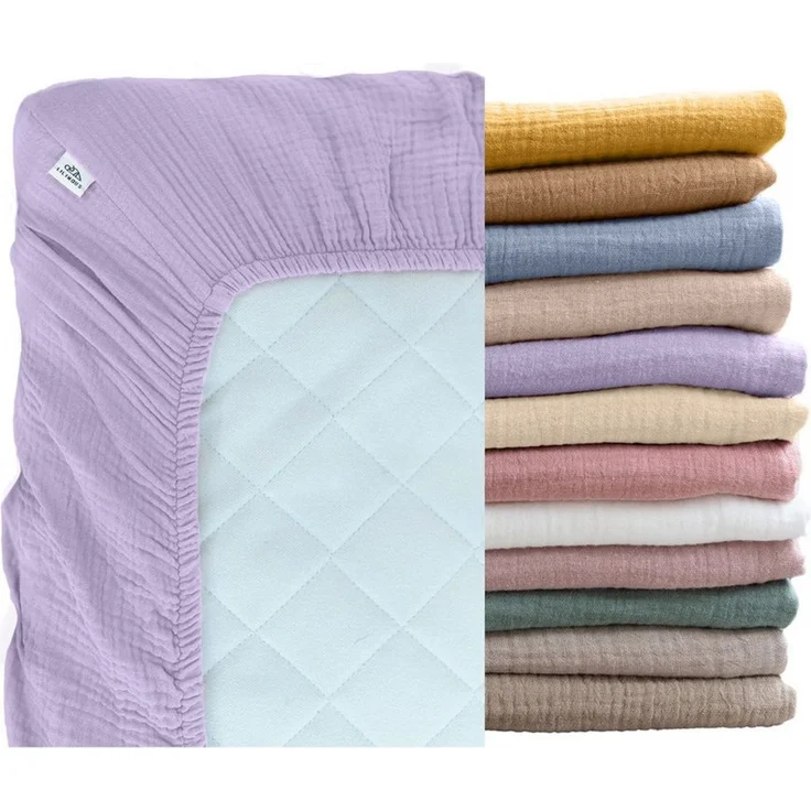 lilimaus Spannbettlaken Musselin Spannbettlaken Baby 60x120 70x140 - Bettlaken Babybett, (1 Stück), Kinderbettlaken 100% Baumwolle, atmungsaktiv für Babybett – Bild 1