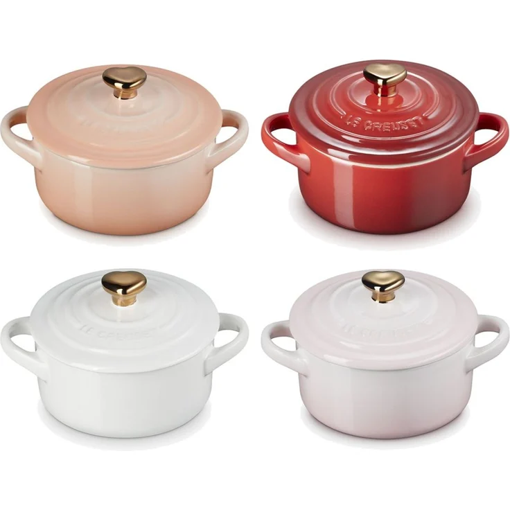 LeCreuset Mini-Cocotte mit goldenem Herzknauf | Weiß : Weiß – Bild 5