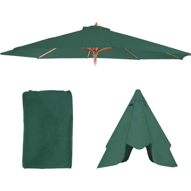 Ersatz-Bezug für Sonnenschirm Florida, Sonnenschirmbezug Ersatzbezug, Ø 3,5m Polyester 8 Streben ~ grün – Bild 2