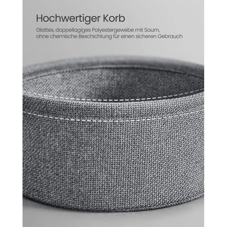 VASAGLE Beistelltisch mit Korb aus Stoff, Holzspanplatte, Ø 45x50 cm, Ebenholzschwarz / Schiefergrau – Bild 5