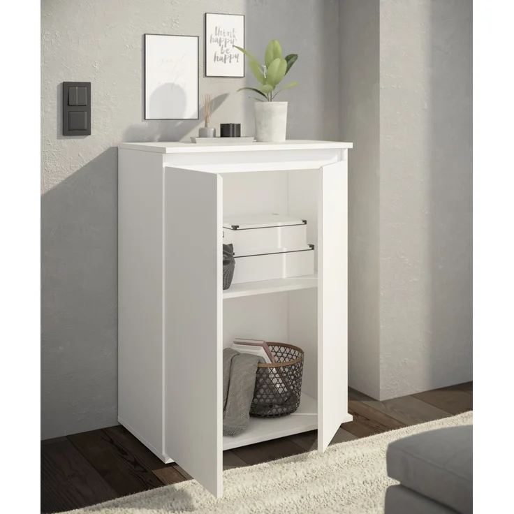 Kommode >Brest< 2 Türen, 1 Boden, in weiß - 60x84x35cm (BxHxT) – Bild 6