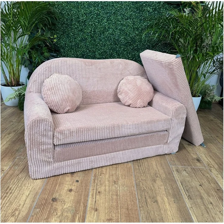 FORTISLINE Kindersofa Kindersofa Rosalia Ausklappbares Sofa aus Cord mit Verlängerung – Bild 3