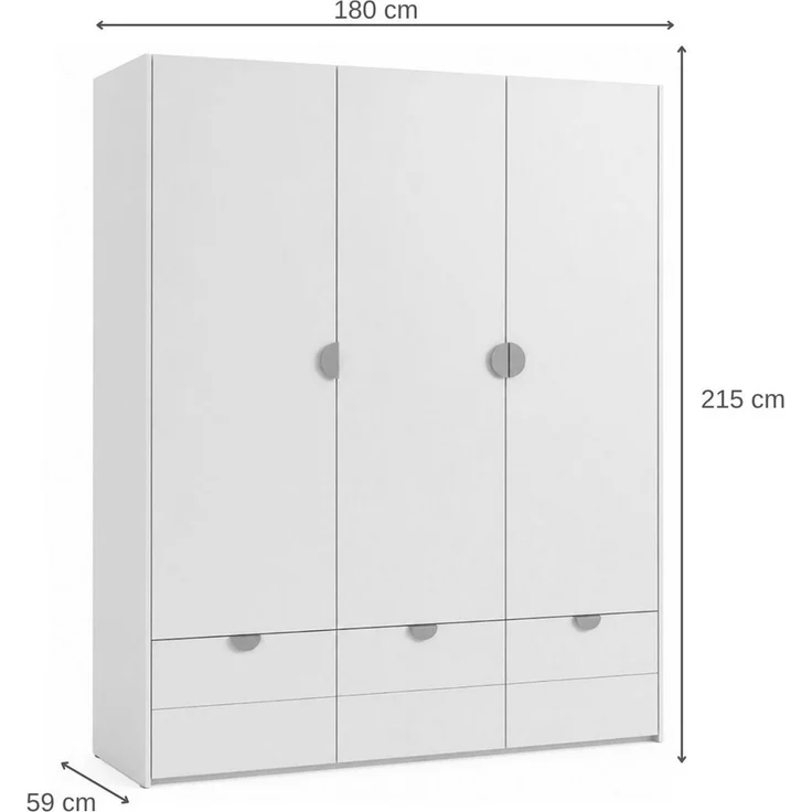 Beautysofa Kleiderschrank MILA mit 3 Türen, 3 Schubladen (goldfarbenen Griffen, Breite: 180 cm) Kaschmir oder Pflaume – Bild 3