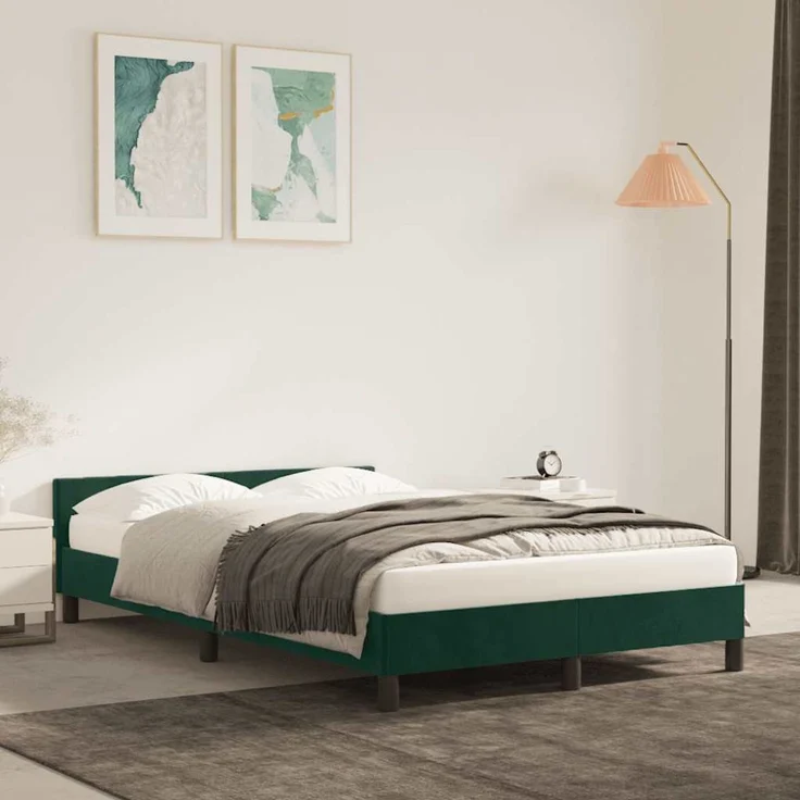 Einzelbettgestell Design für Erwachsene ohne Matratze Dunkelgrün 120x200 cm Samt d4782e – Bild 2