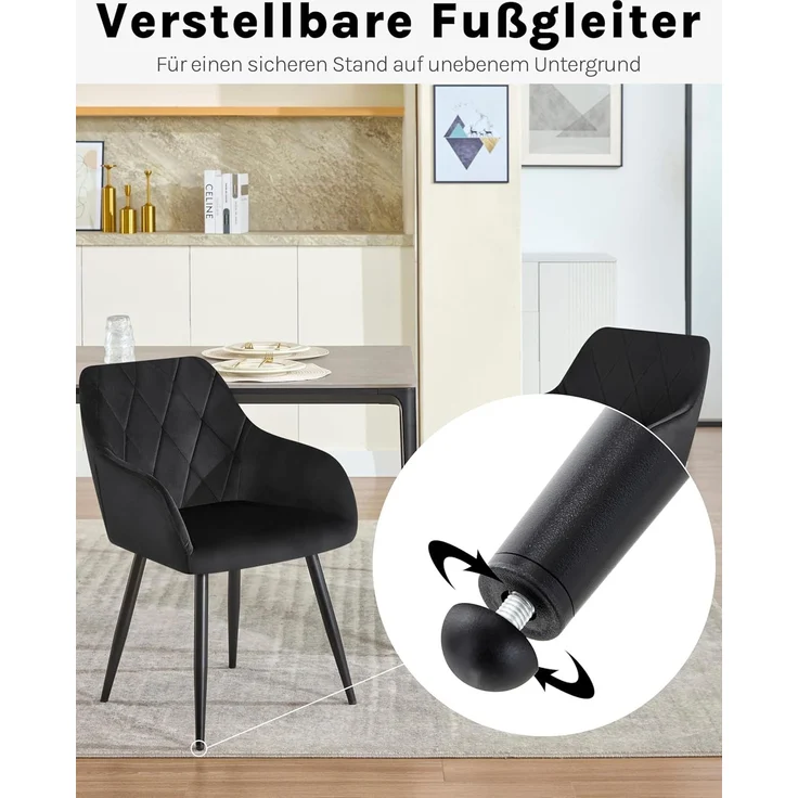 Woltu Esszimmerstuhl (6 St), Sessel mit Armlehne Rückenlehne mit Metallbeinen – Bild 9