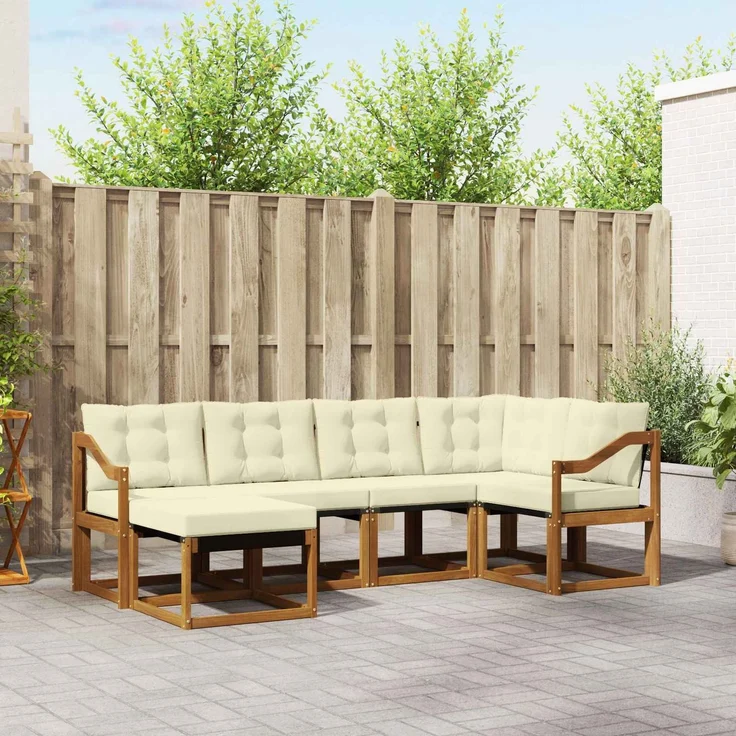 vidaXL Outdoor-Sofagarnitur 6 stk. 6-Sitzer Natur und Creme 3368841 – Bild 1