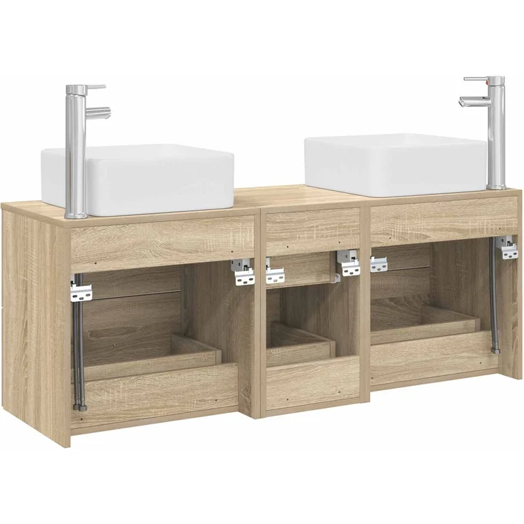 vidaXL Badezimmerschrank-Set 3 stk. Sonoma-Eiche 129 x 41 x 80 cm 3405829 – Bild 7